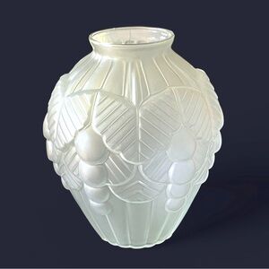 Art Deco Frosted Pressed Glass Vase